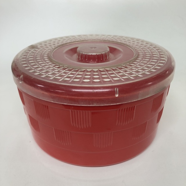 STORAGE CONTAINER, Large Red w Clear Lid